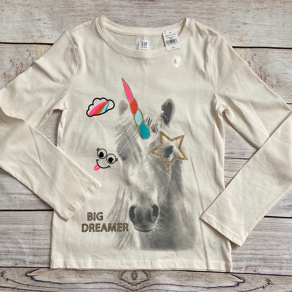 Gap Kids Unicorn Long Sleeve Graphic Tshirt NWT Girls Large 10